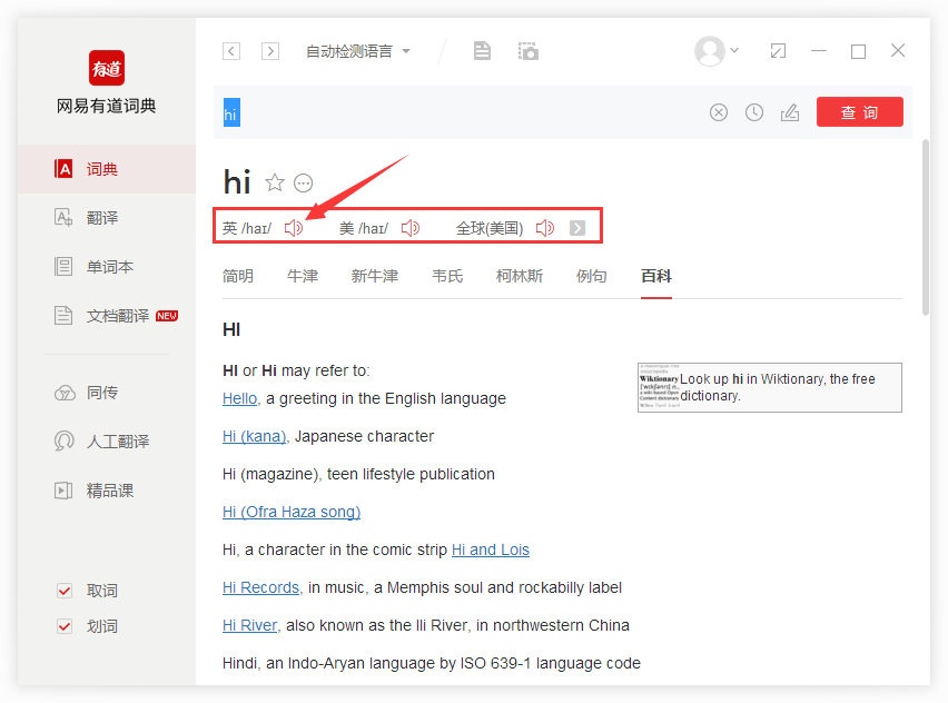 有道词典截图