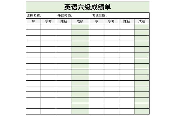 英语六级成绩单