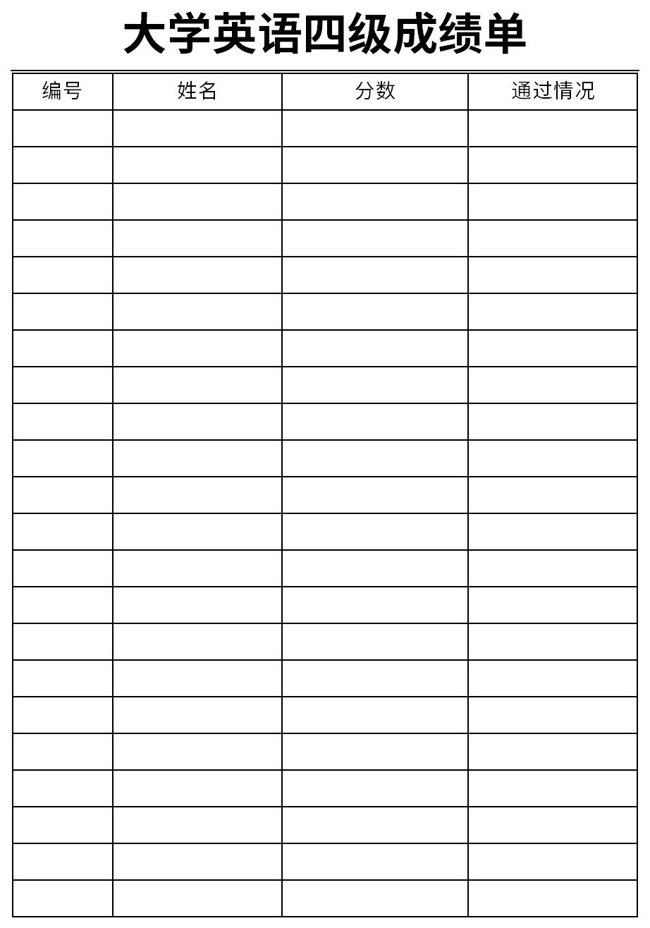 大学英语四级成绩单截图