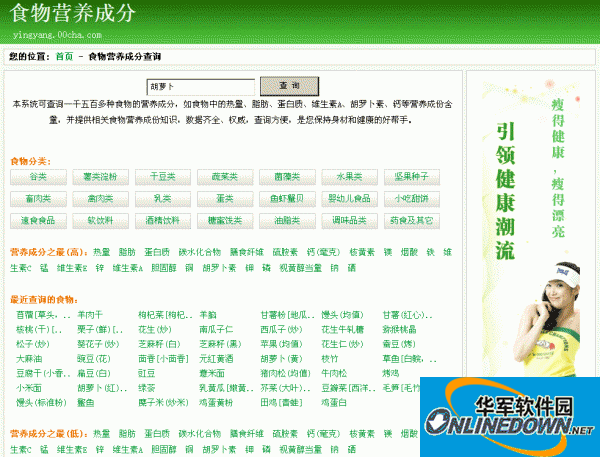 食物营养成分查询系统