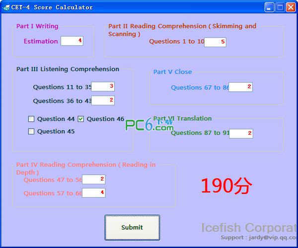 英语四级分数计算器