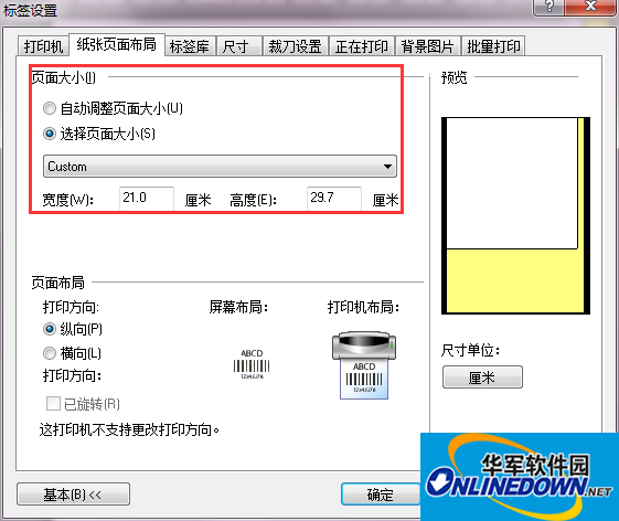 NiceLabel置页面大小